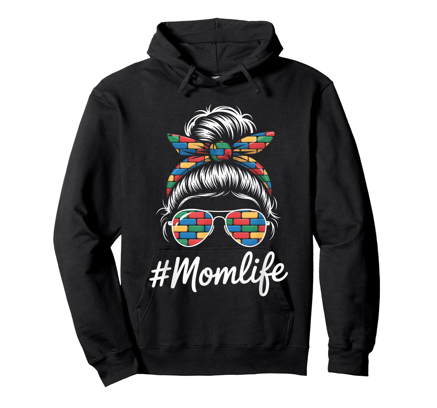 Building Block Messy Bun Mom Life Mothers Day Master Builder T-Shirt