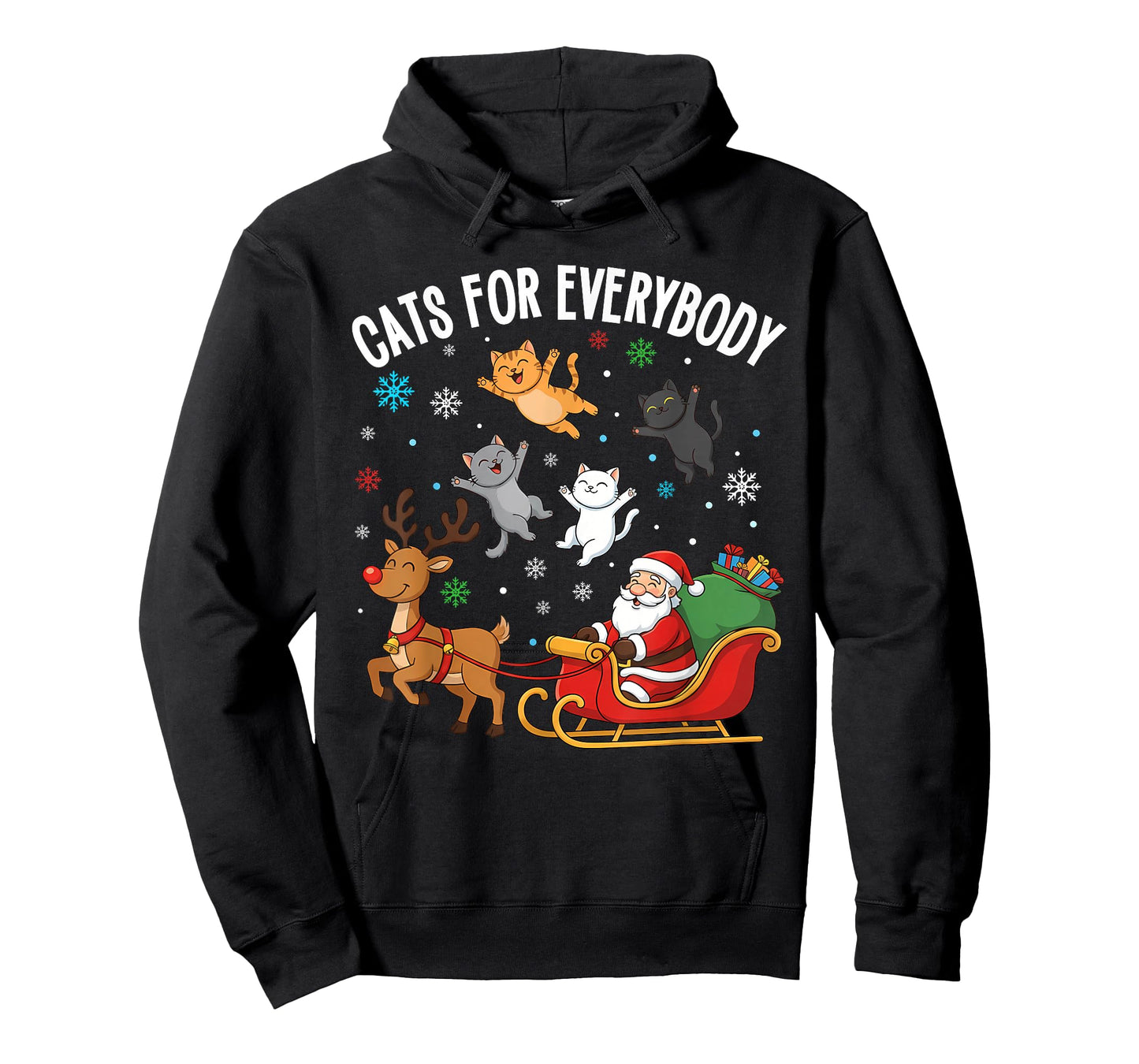 Cats for Everybody Christmas Cats Funny Santa Sleigh Xmas T-Shirt