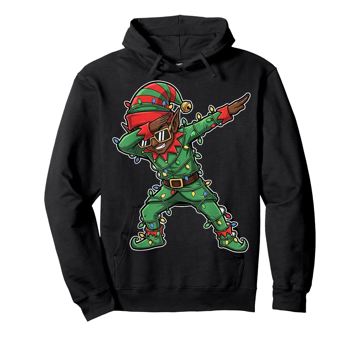 Dabbing African American Elf Christmas Lights T-Shirt