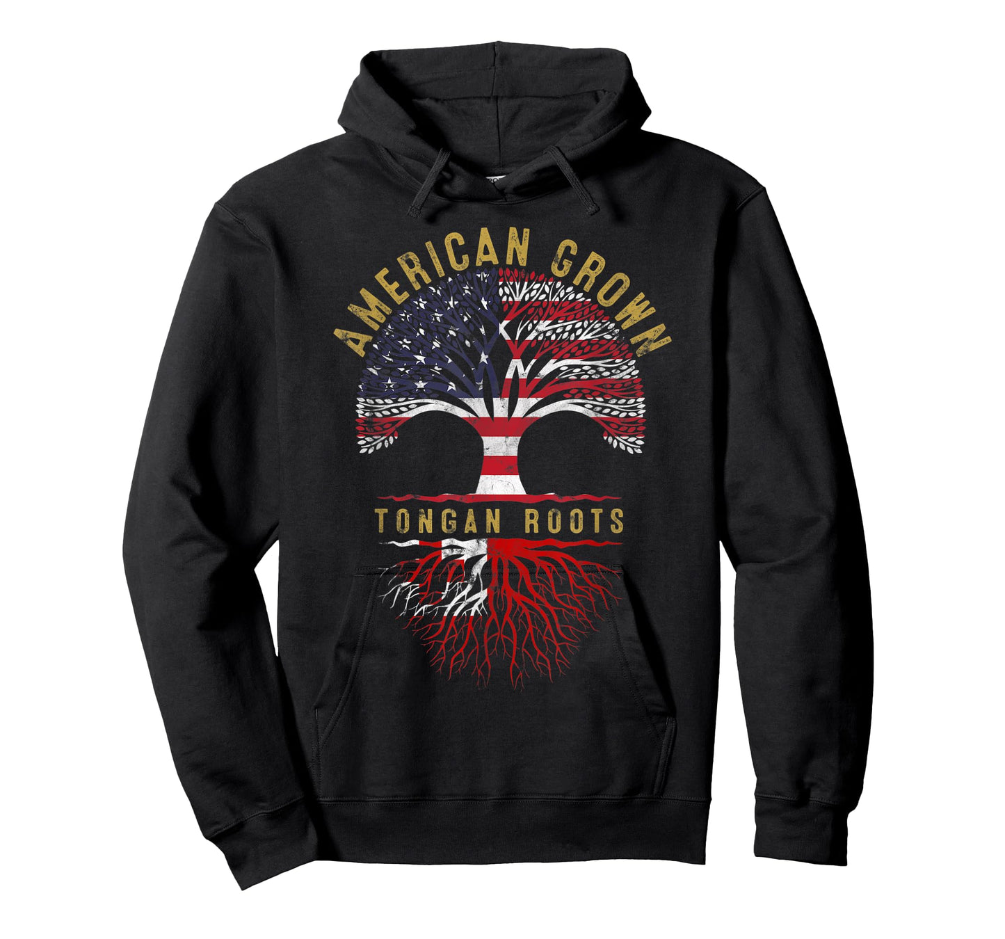 American Grown Tongan Roots Tree Flag Family Heritage T-Shirt
