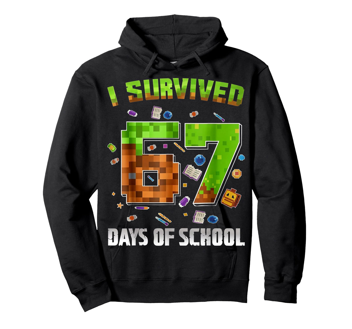 I Survived 67 Days of School Funny Pixel Gamer for Boy Kid T-Shirt