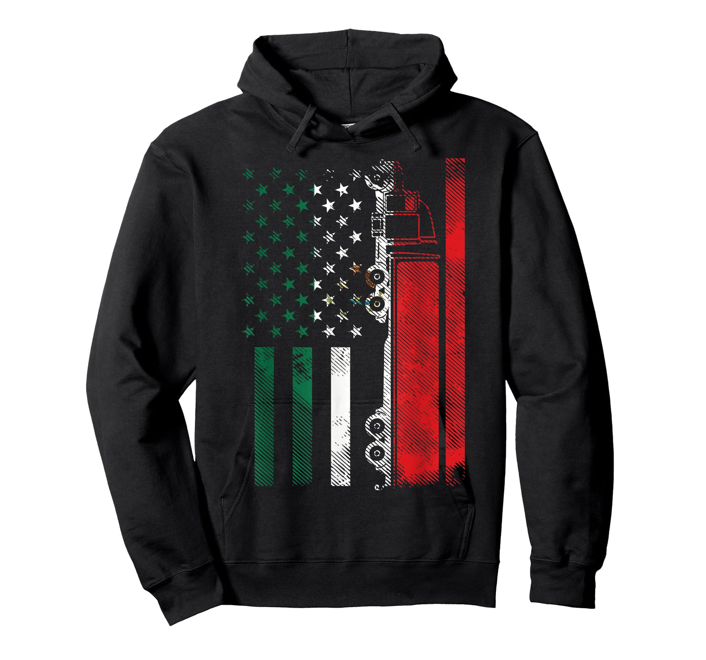 American Mexican Flag Semi Truck Cinco De Mayo Trucker Men T-Shirt