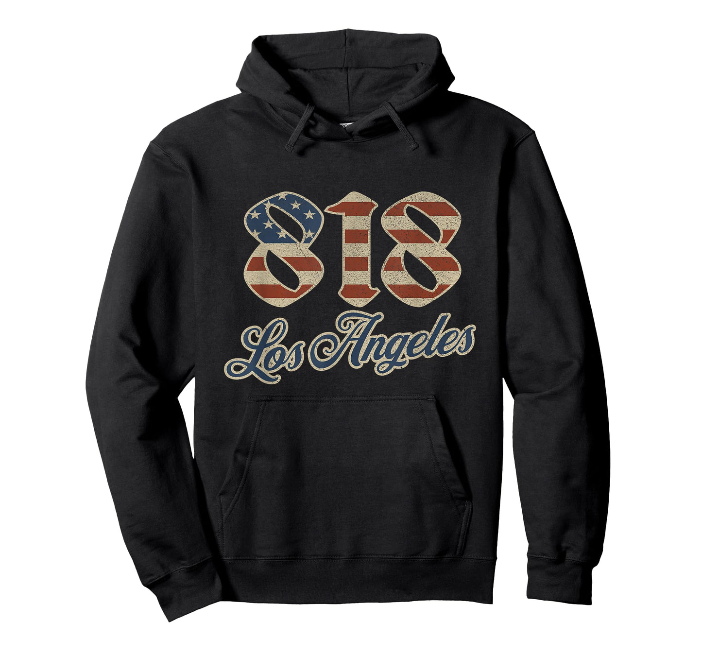 Vintage Los Angeles 818 Area Code Patriot USA American Flag T-Shirt