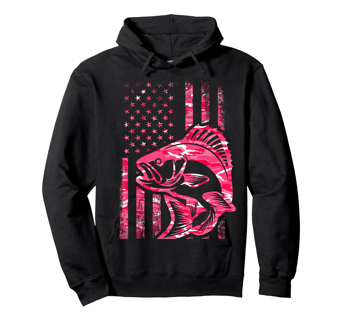Pink Camo American Flag Fishing Shirt Women Bass Fishing T-Shirt