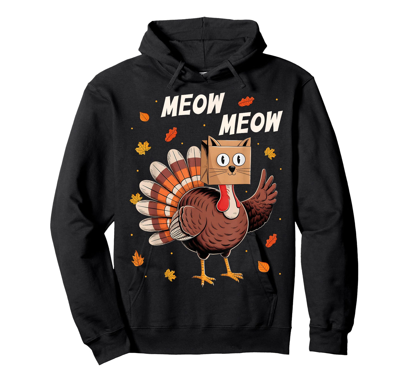 Funny Thanksgiving Turkey Cat Meow Thanksgiving Men Women T-Shirt