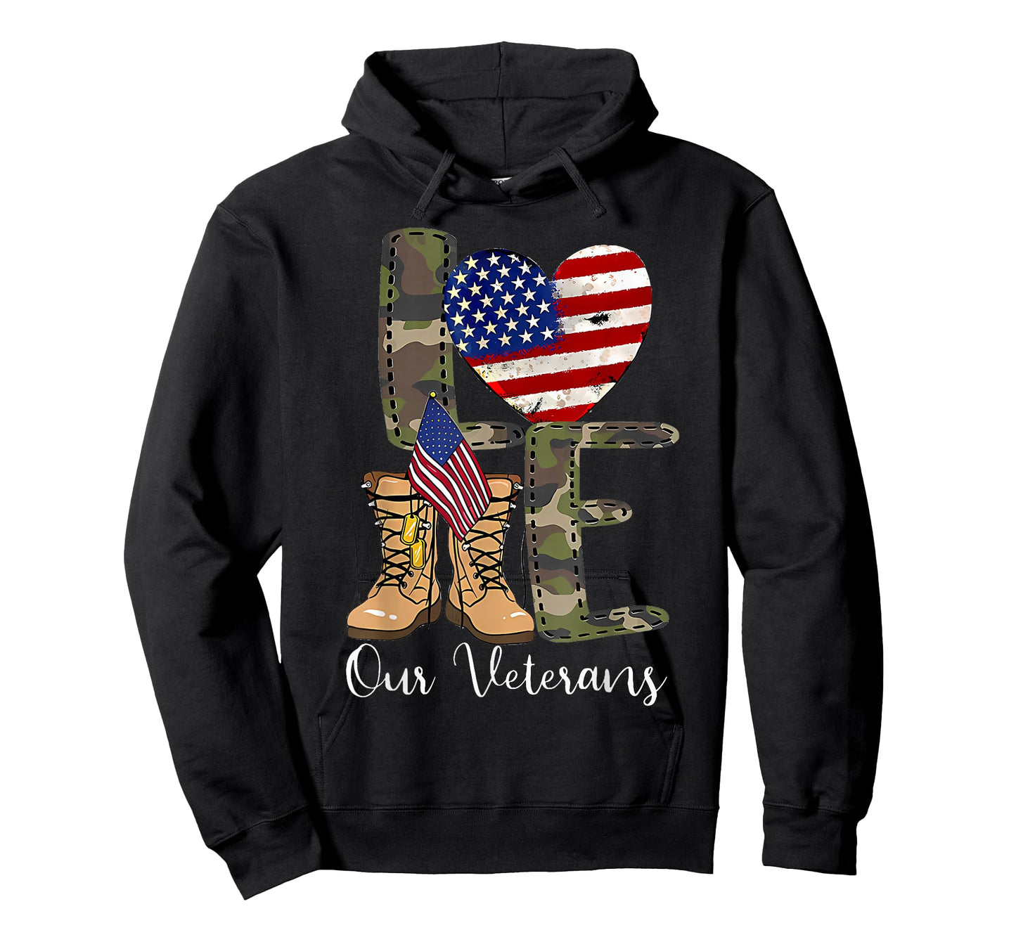 Love Our Veterans Day Proud Military American Flag T-Shirt