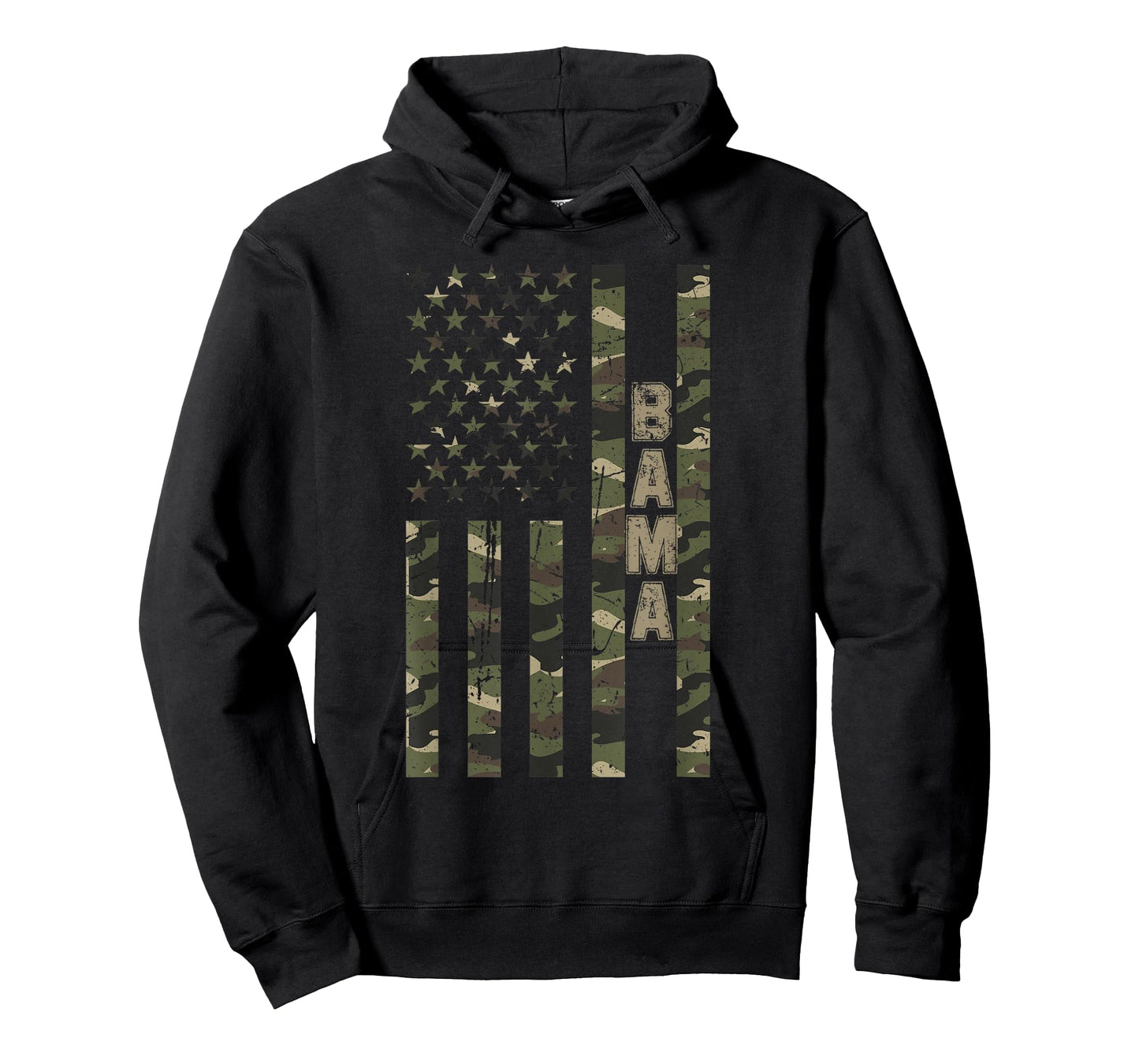 Bama Alabama United States Distressed Camo w US Flag T-Shirt