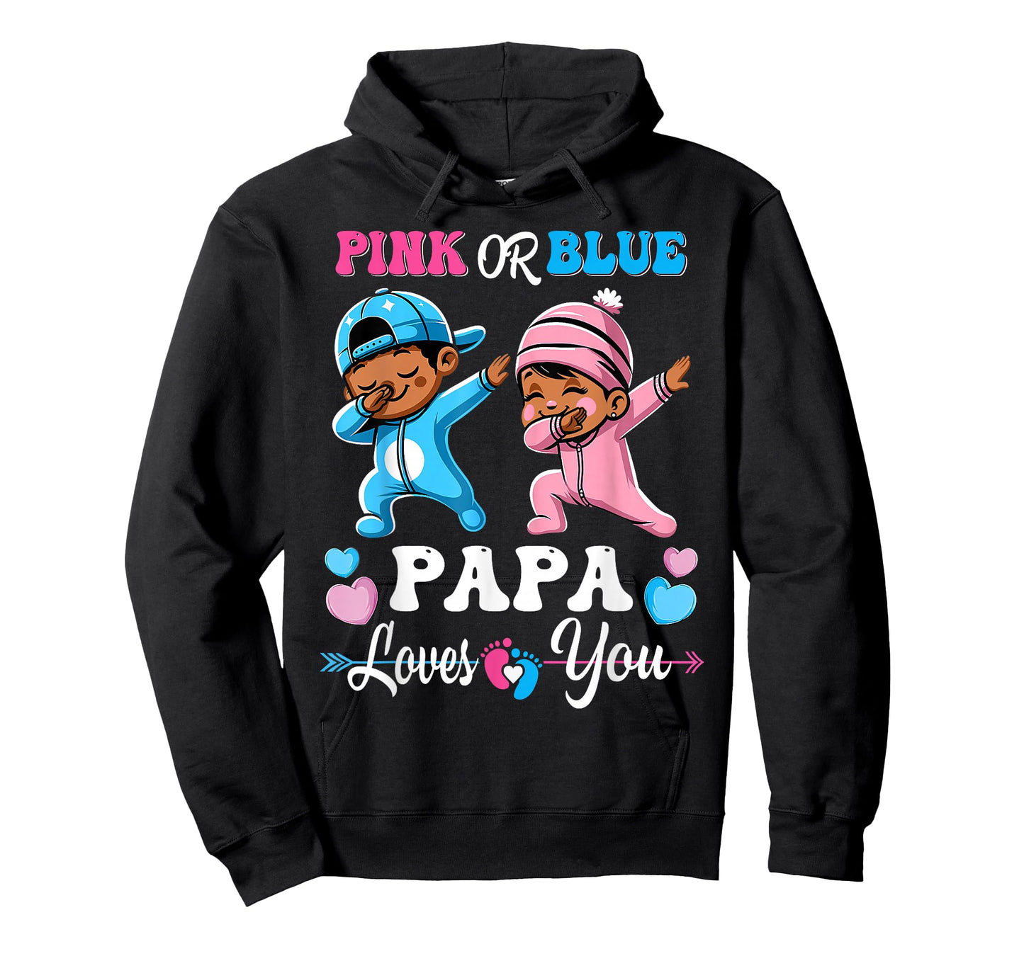 Pink Or Blue Papa Loves You Black Baby Gender Reveal Party T-Shirt