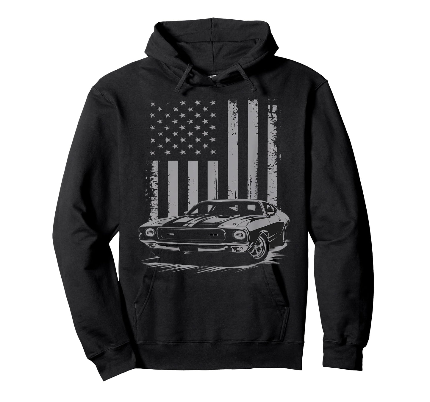Vintage American USA Flag Muscle Car Enthusiast Fan Men Guy T-Shirt