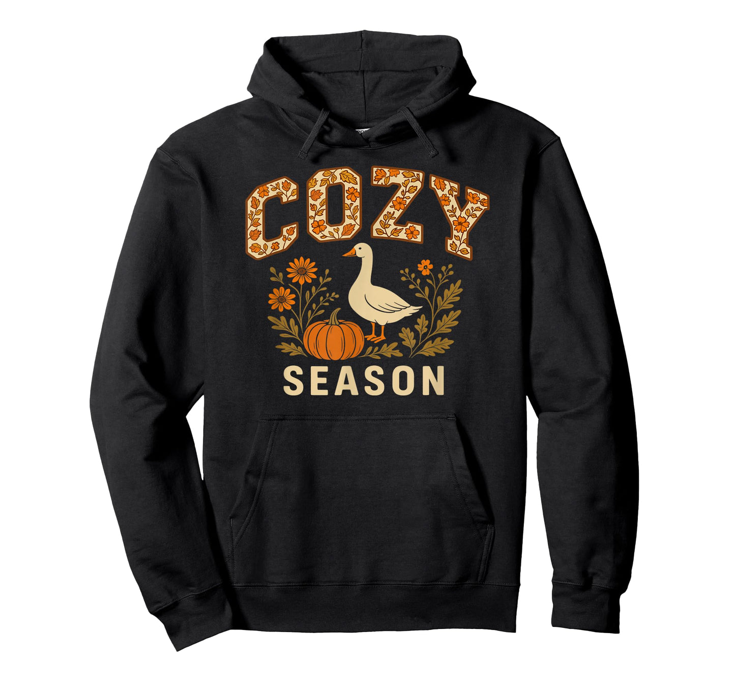 Cozy Season Goose Pumpkin Flowers Fall Vibes T-Shirt