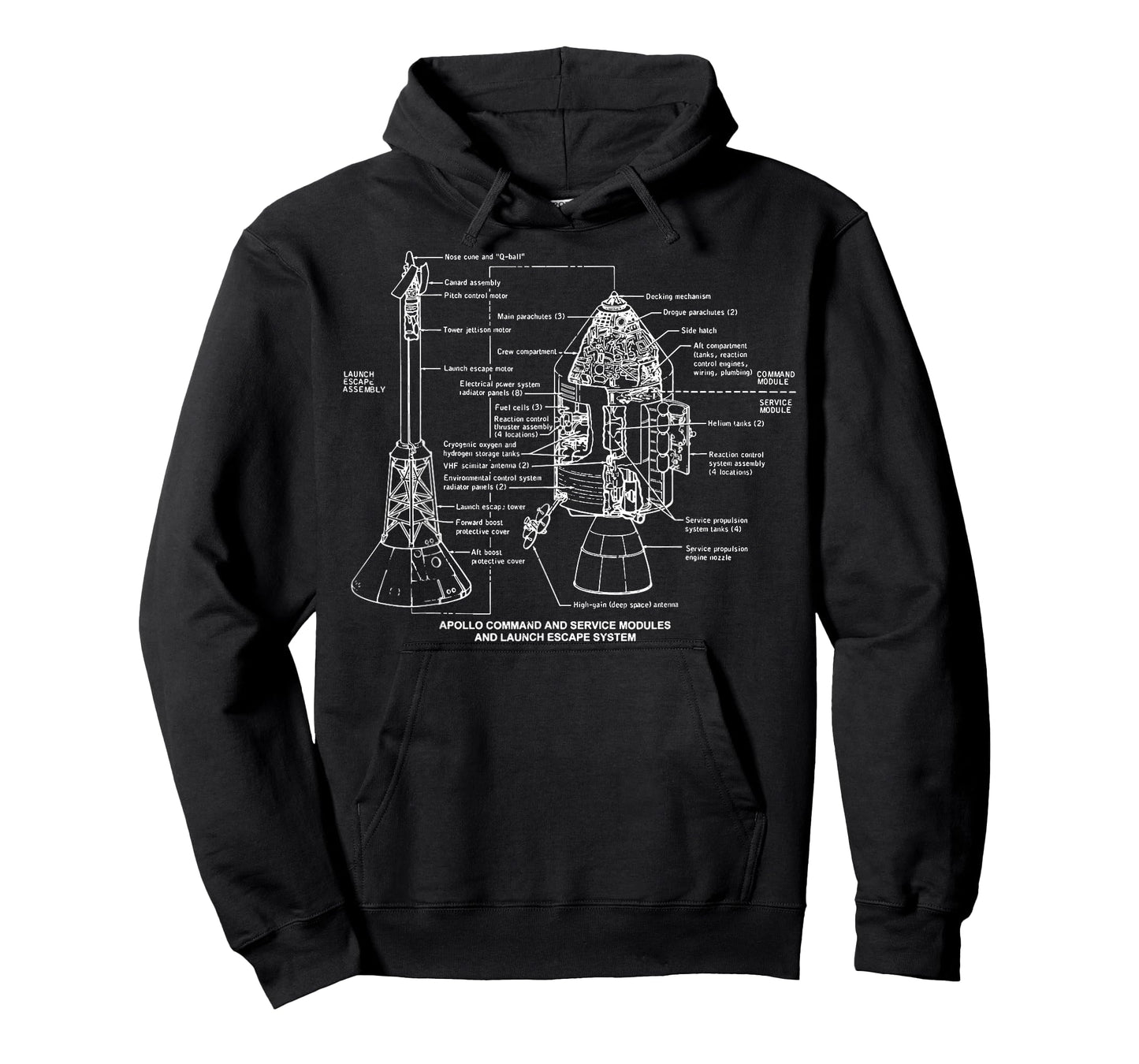 Apollo Launch Escape System Space Module Diagram Blueprint T-Shirt