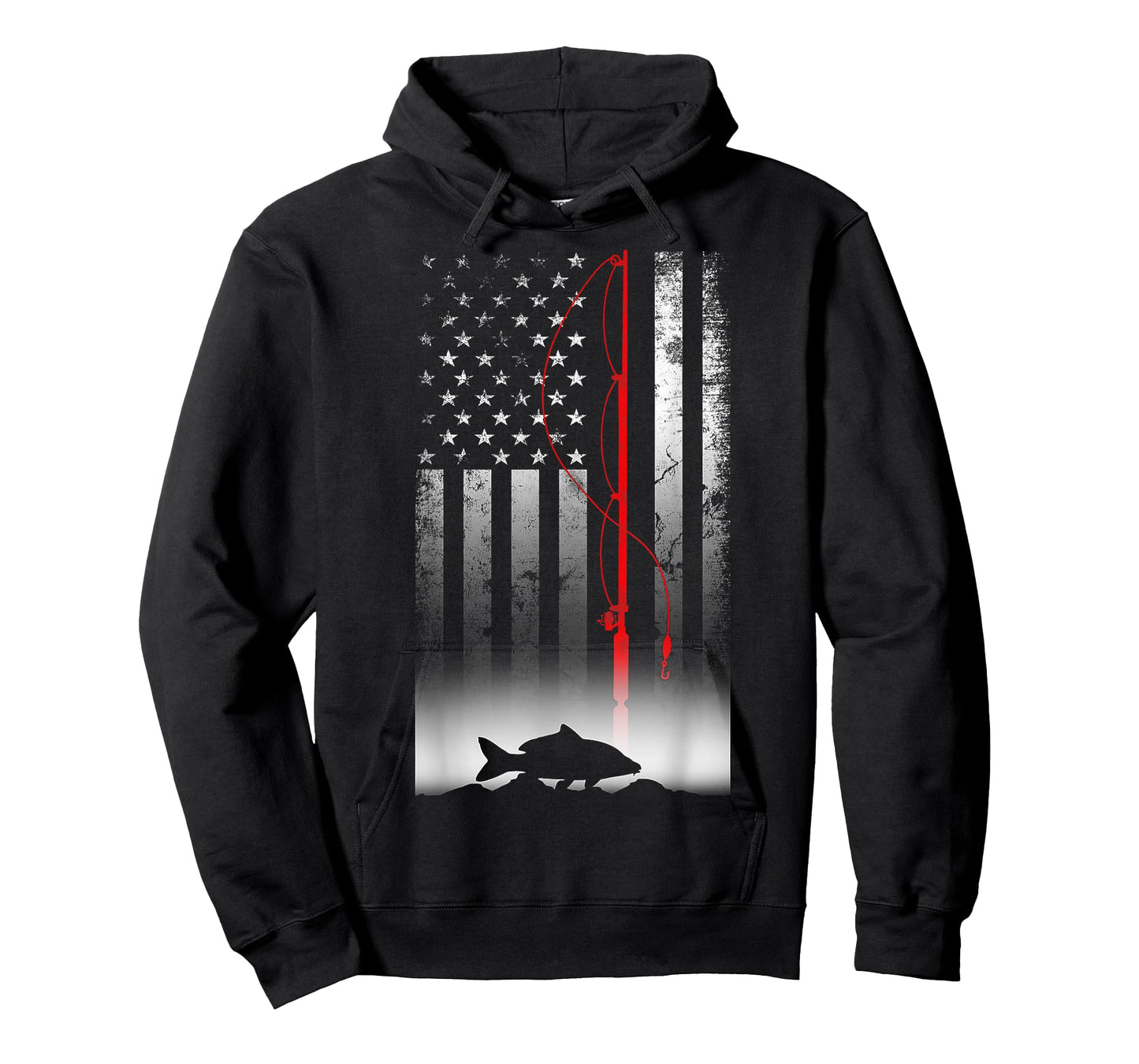 Fishing Pole American Flag gift for Patriotic Fisherman T-Shirt