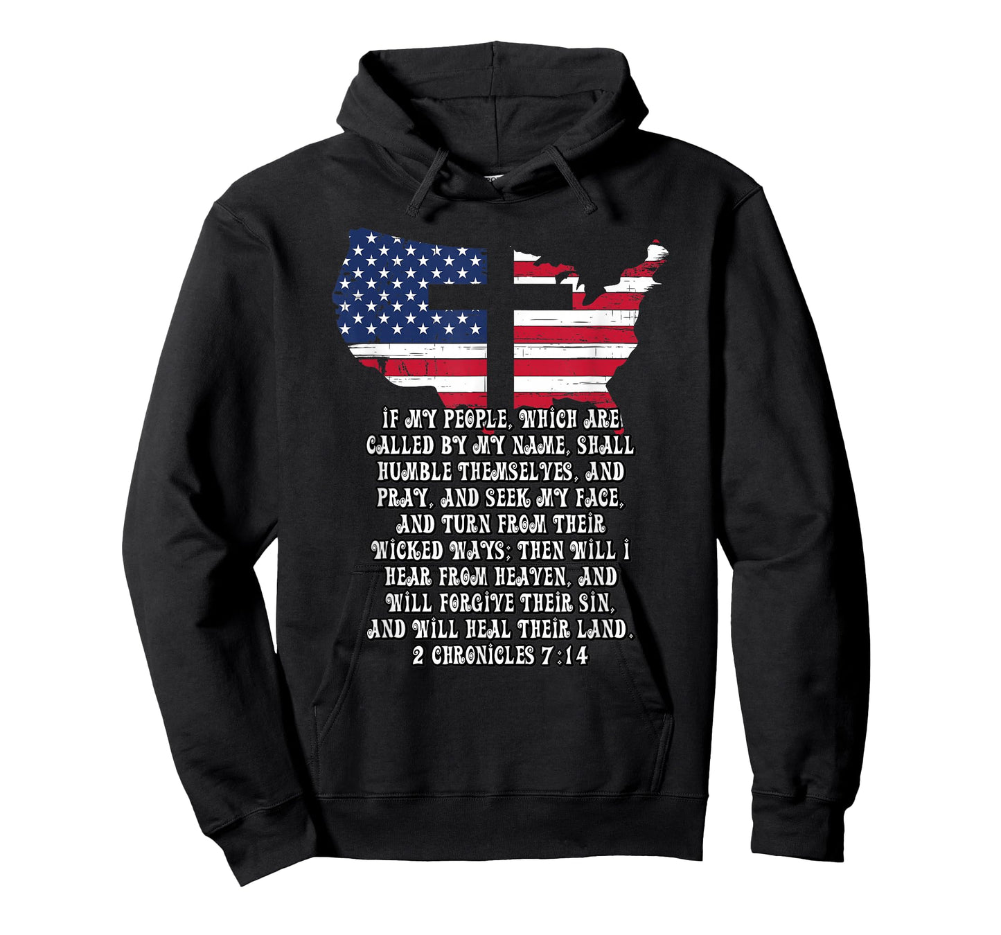Bible Verse Cross Jesus 2 Chronicles 7:14 USA Flag American T-Shirt