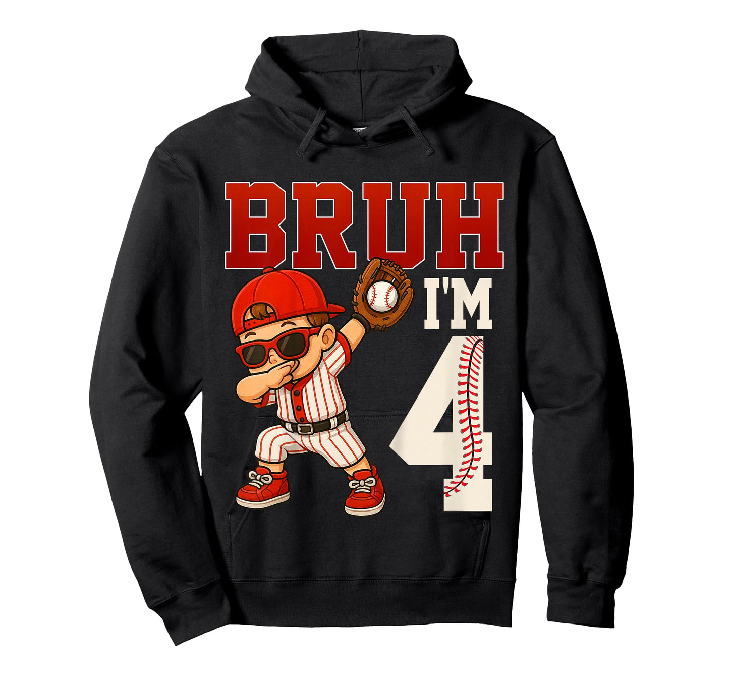 Kids Bruh I'm 4 Baseball 4th Bday Party 4 Years Old T-Shirt