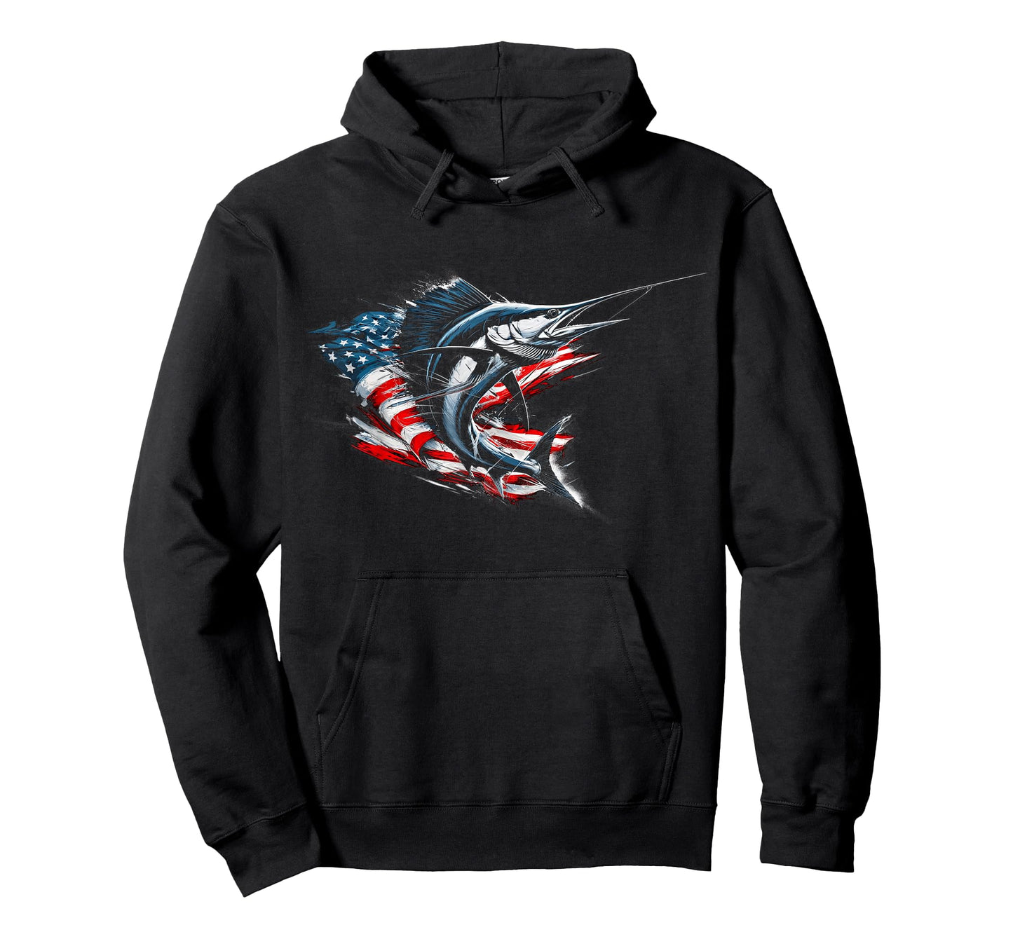 Sailfish American Flag Patriotic Fishing Graphic Design T-Shirt