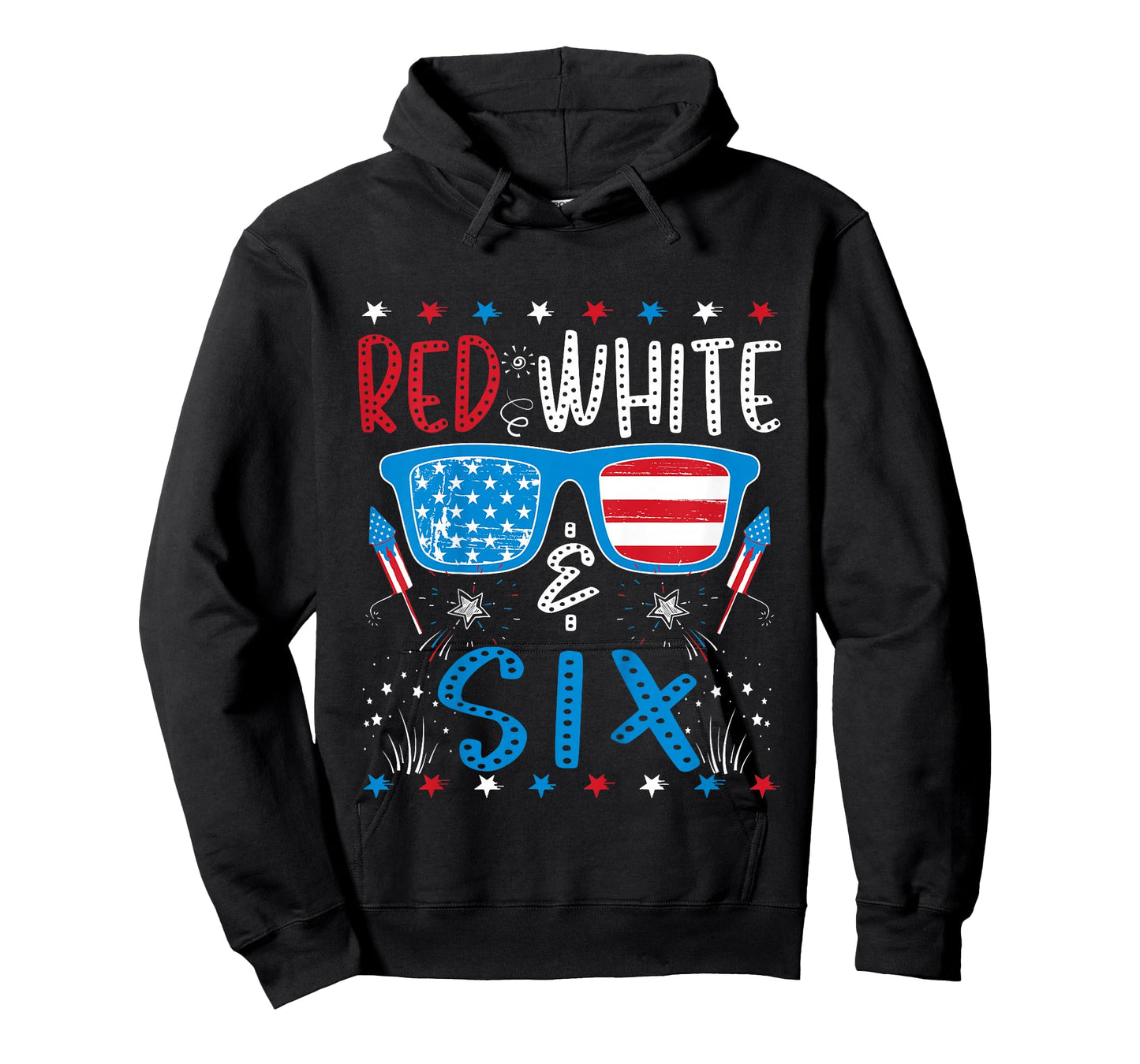 Red White & Six Funny 6th Birthday 4th Of July Boys Girls T-Shirt