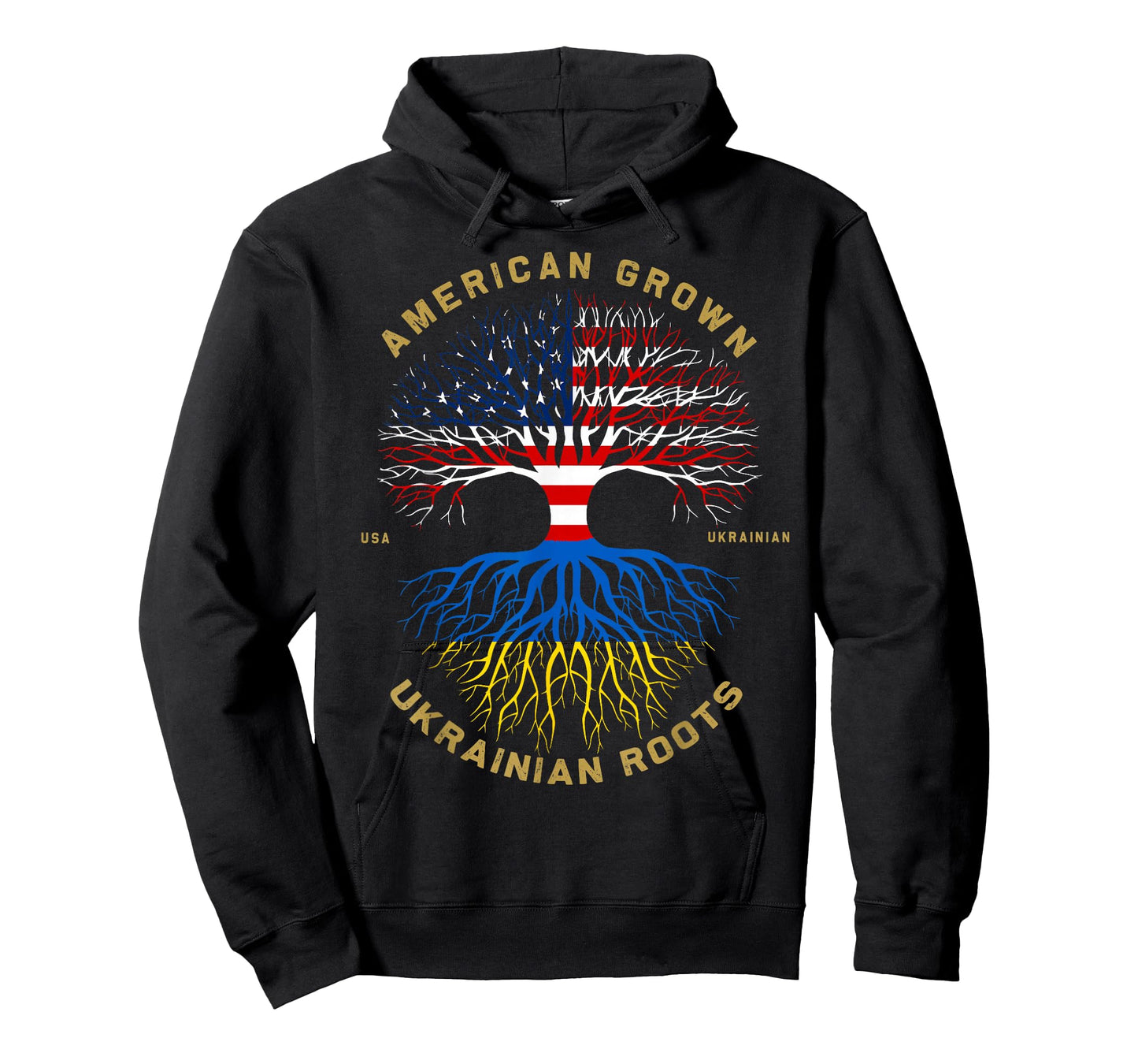 American Grown with Ukrainian Roots Tree Vintage USA Flag T-Shirt