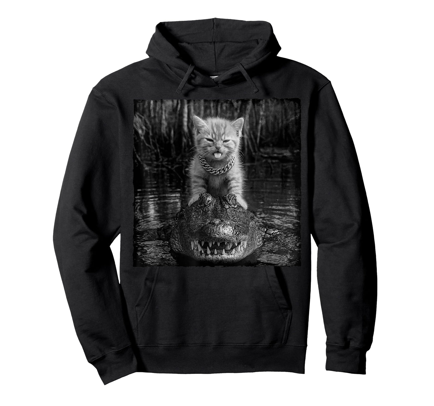Cat Riding Alligator Funny Cat Meme Cat Gangster Kitten T-Shirt