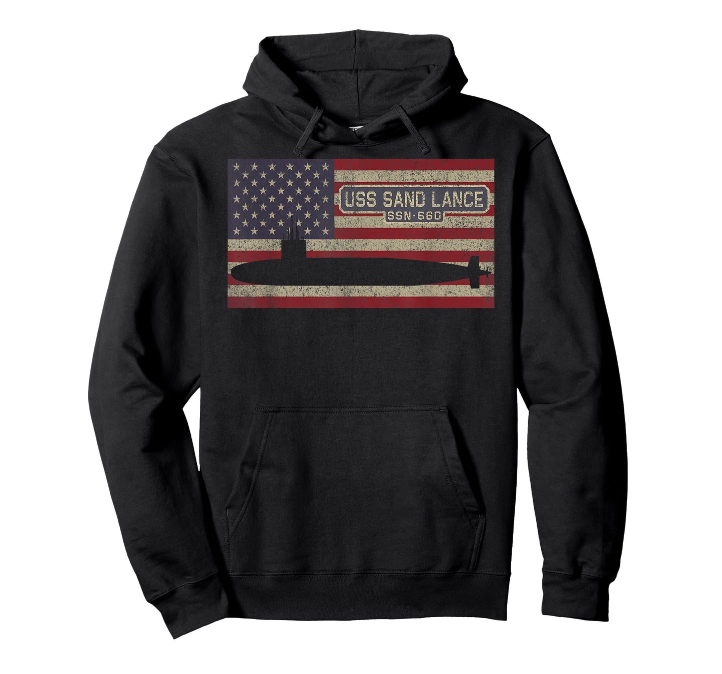 USS Sand Lance SSN-660 Submarine USA Flag T-Shirt