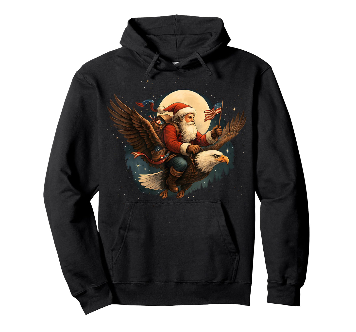 Vintage Patriotic USA Christmas Santa Riding Eagle T-Shirt