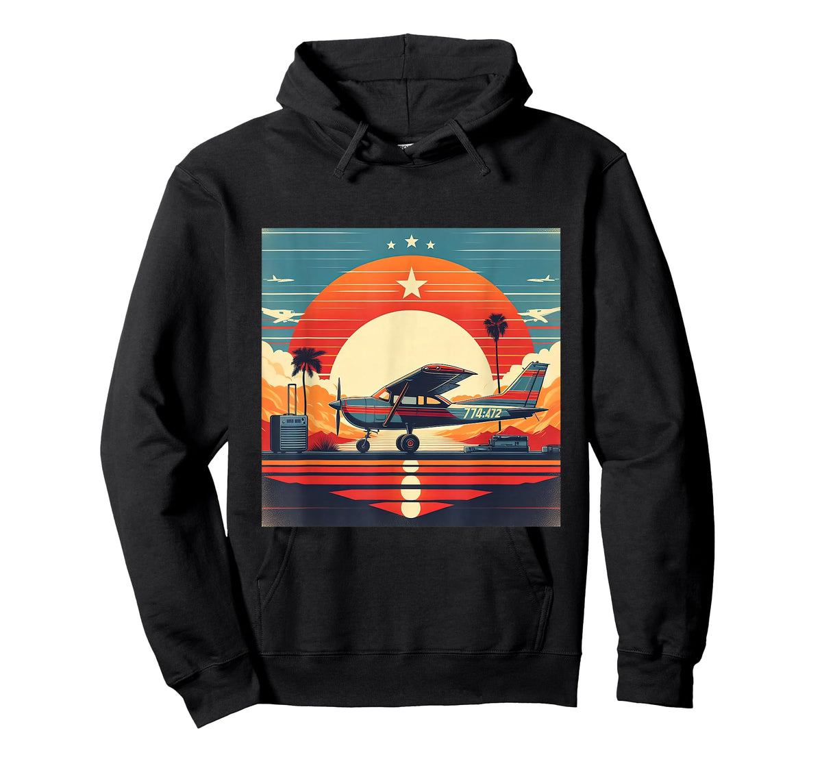 C-172 Skyhawk Vintage C172 Airplane Retro Sunset Pilot T-Shirt