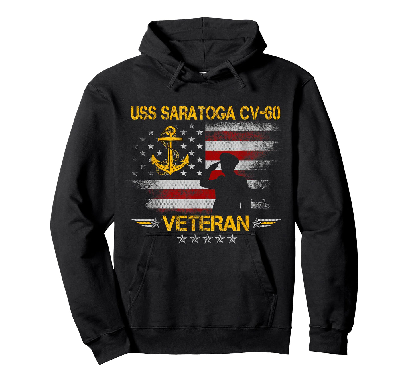 USS Saratoga CV-60 Aircraft Carrier Veteran Flag Vintage T-Shirt