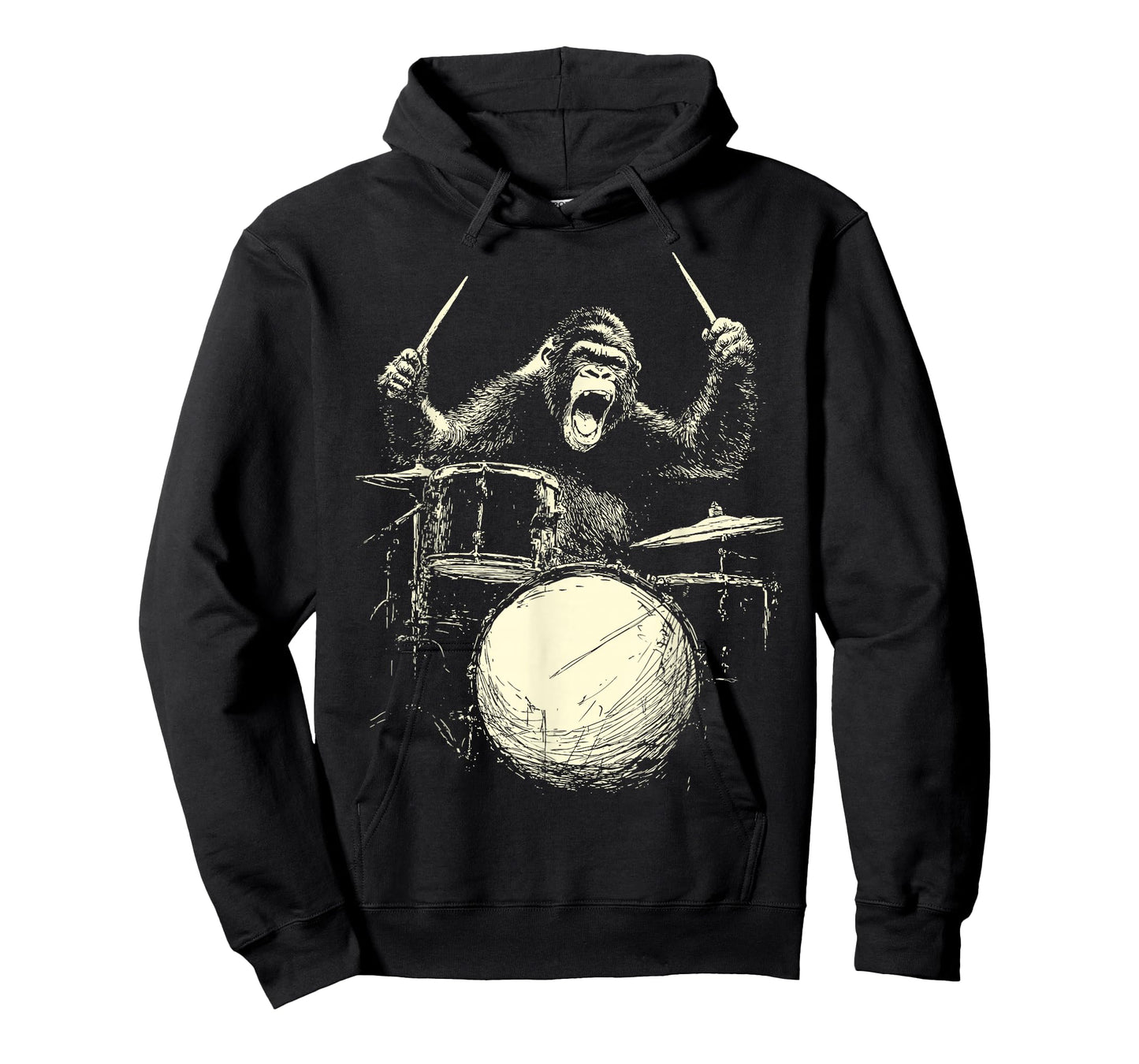 Gorilla Playing Drums Funny Music Animal Drummer Graphic T-Shirt