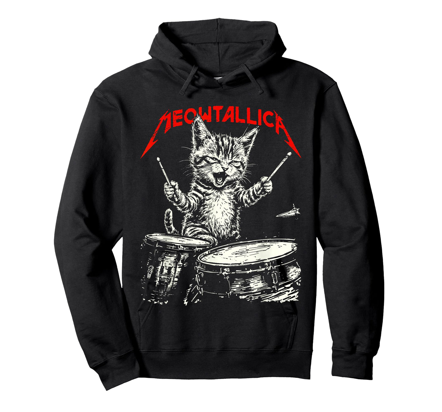 Rock On Vintage Drummer Cat 80s Band Style T-Shirt
