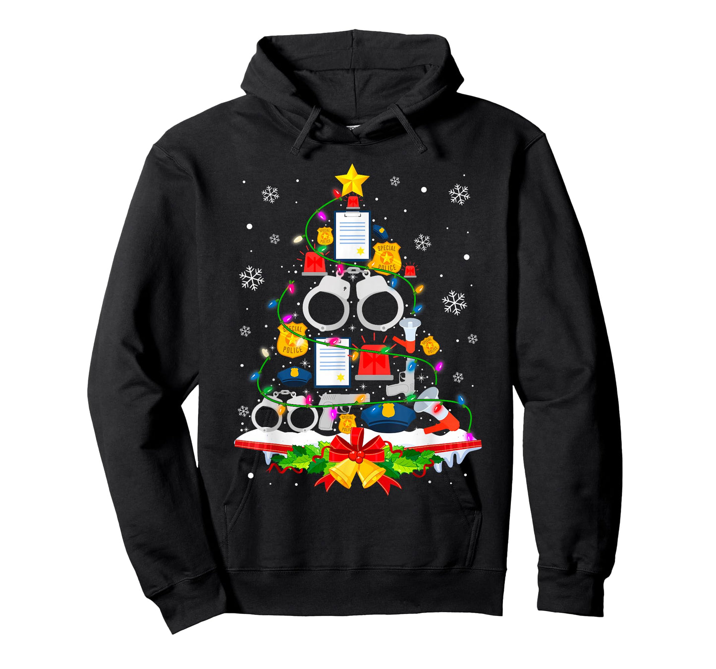 Police Christmas Tree Lights Funny Police Lover T-Shirt