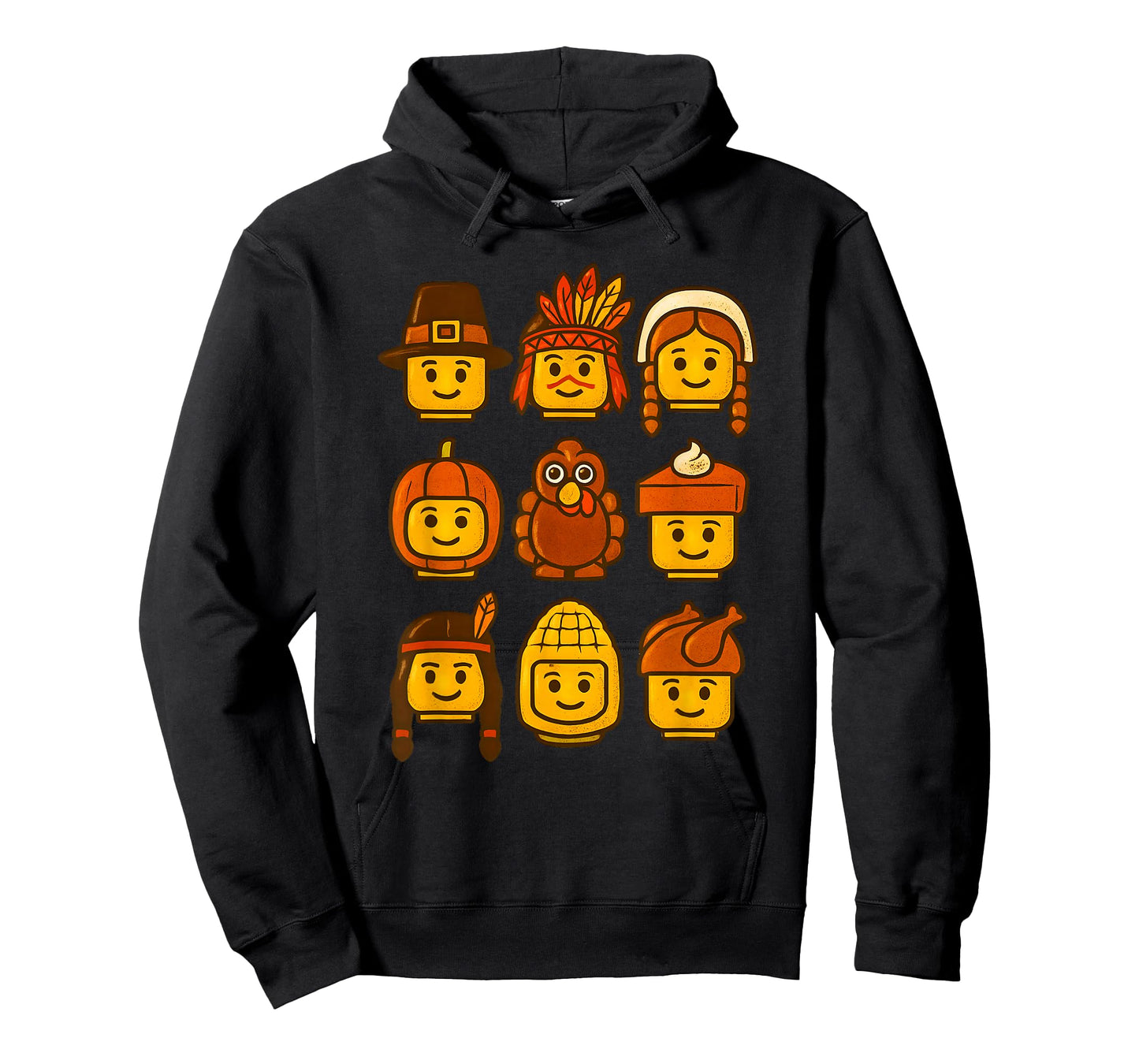 Thanksgiving Building Brick Head Turkey Pumpkin Boys Kids T-Shirt
