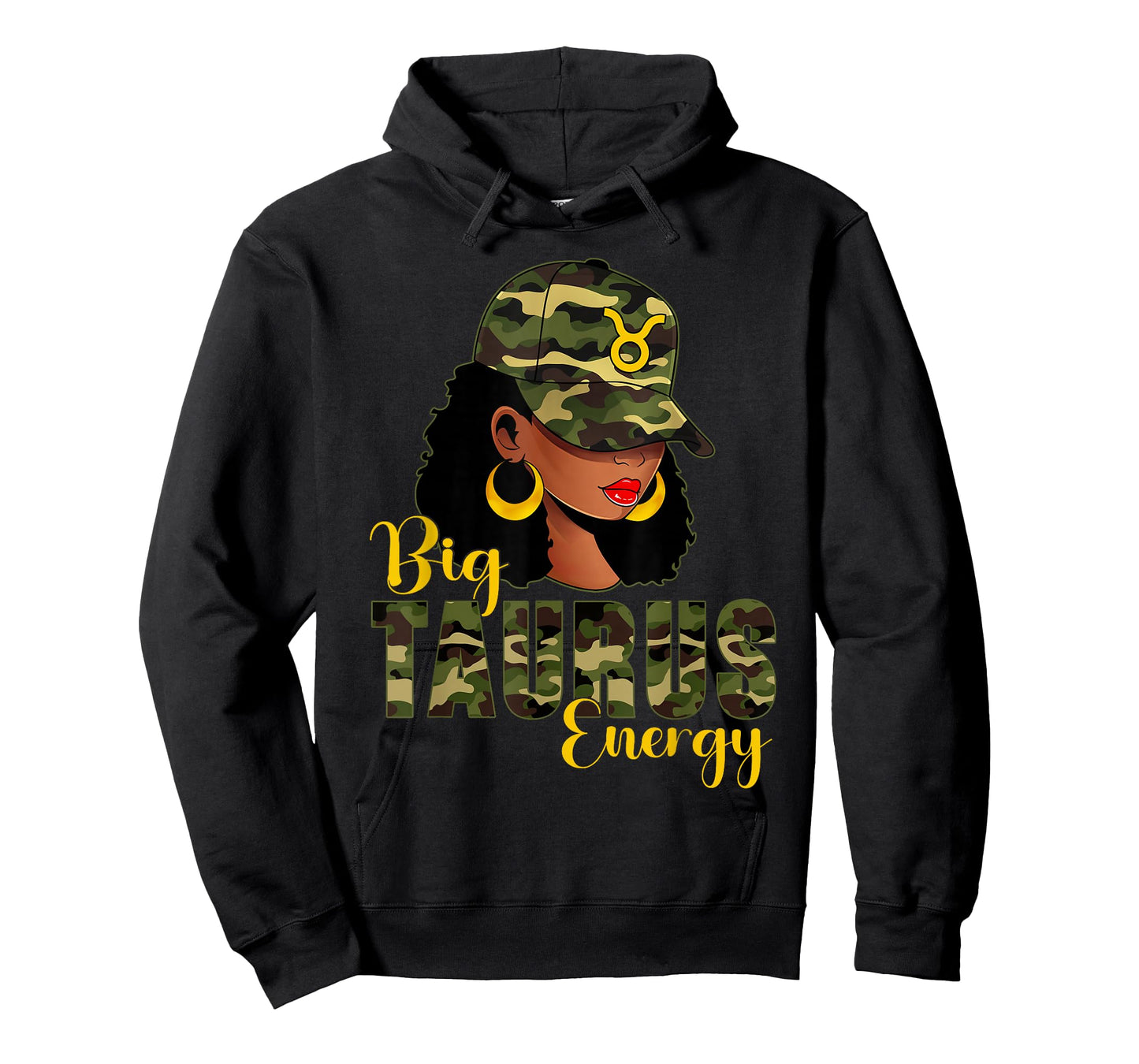 Big Taurus Energy Camouflage Black Woman Cap Zodiac T-Shirt