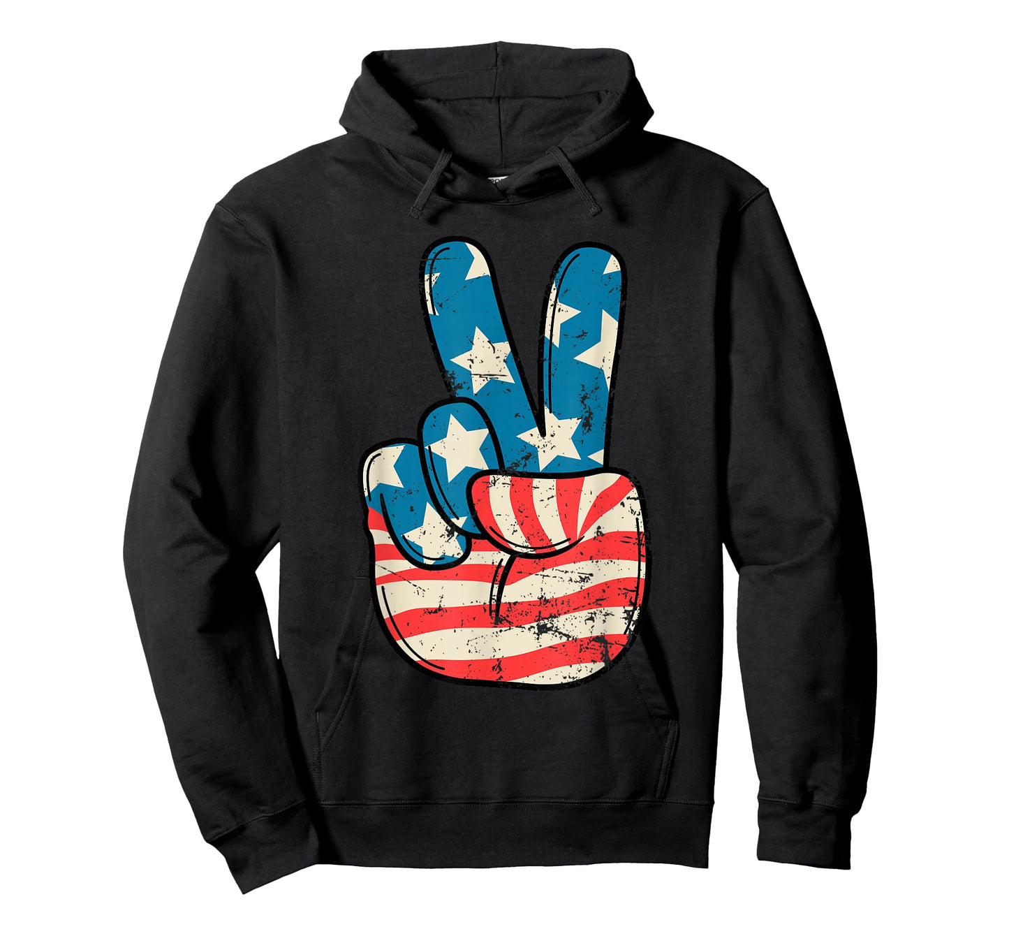 USA Flag Peace Sign Hand 4th of July Patriotic Men Boys T-Shirt