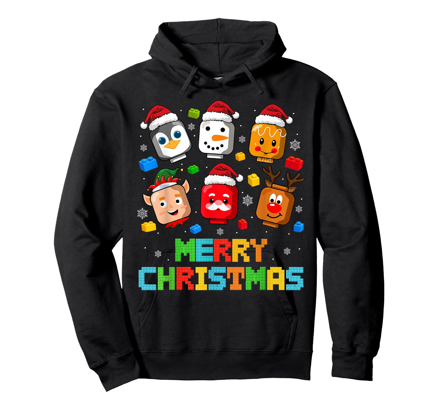Christmas Building Bricks Santa Elf Snowman Master Builder T-Shirt