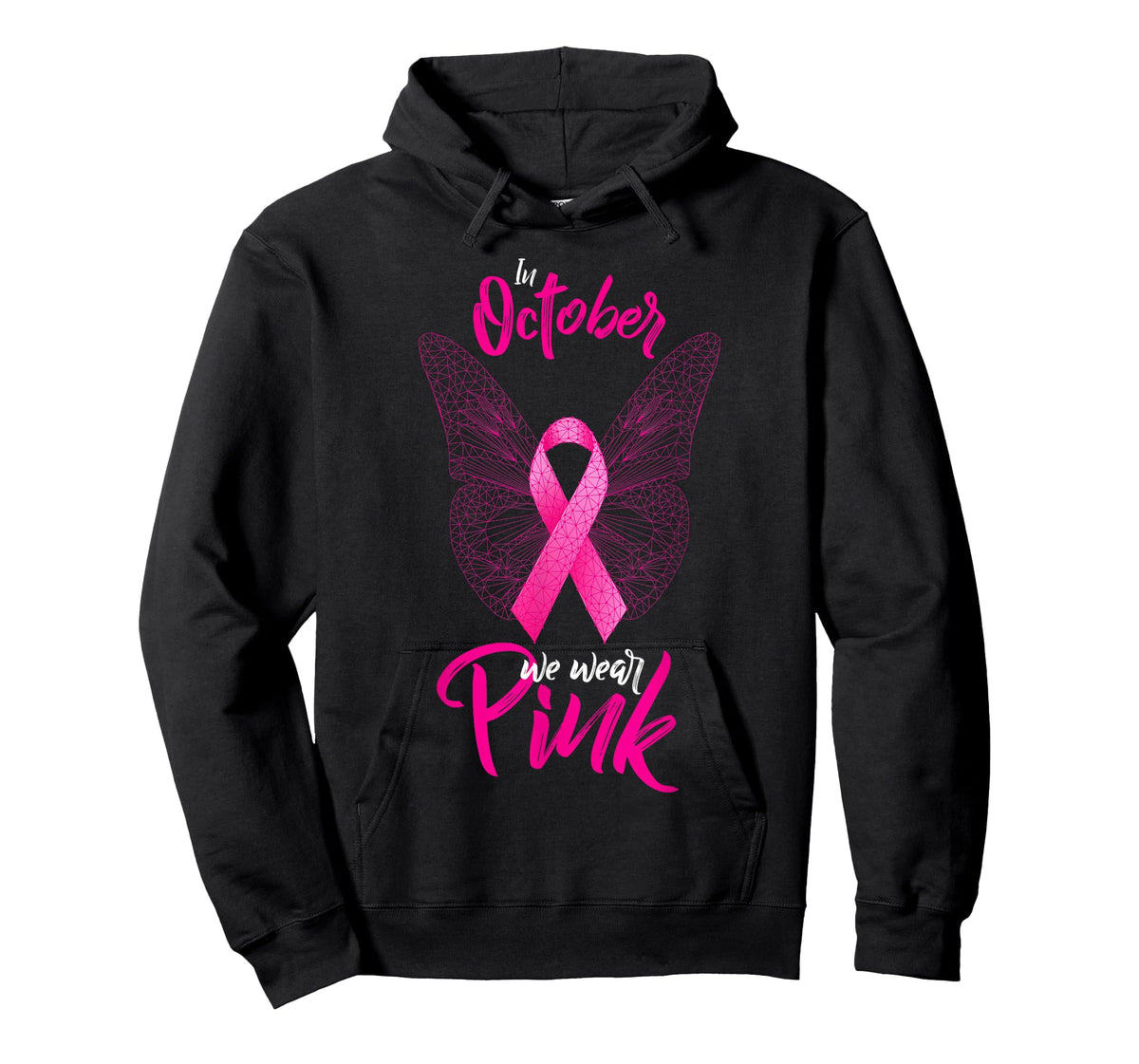 In October We Wear Pink Fight Breast Cancer Ribbon Butterfly T-Shirt