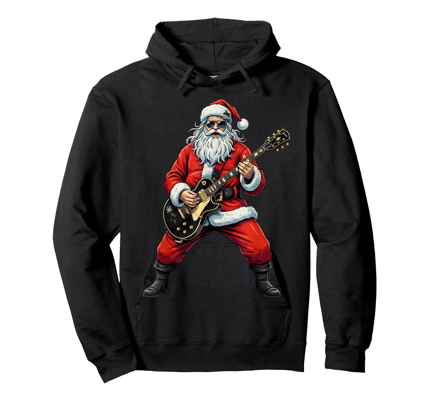 Christmas Santa Playing Guitar Rock Music Lover Xmas Holiday T-Shirt