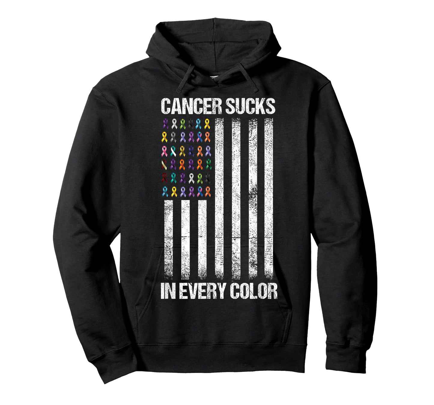 Cancer Sucks in Every Color Tshirt USA American Flag Ribbons T-Shirt