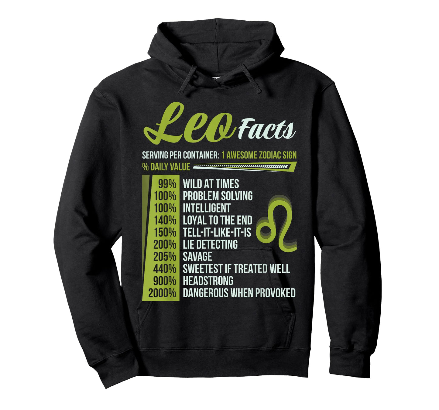 Leo Facts Traits Horoscope Zodiac Astrological Sign Funny T-Shirt, Small, Black