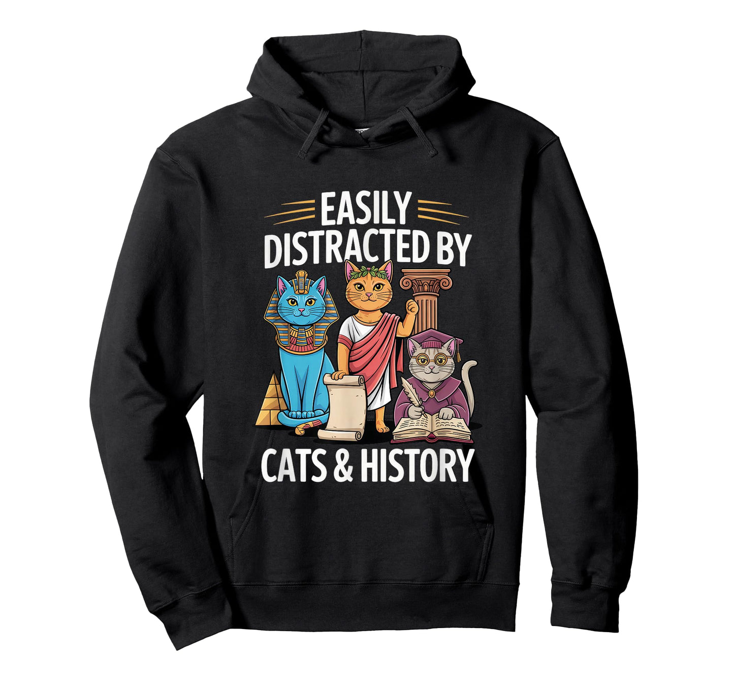 Easily Distracted By Cats & History Teacher Funny Women Men T-Shirt
