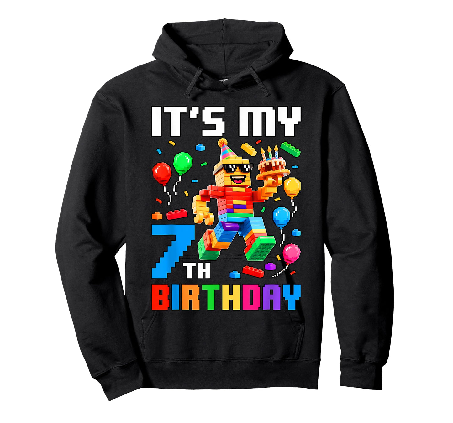 It's My 7th Birthday Building Brick 7 Years Old Boys Kids T-Shirt