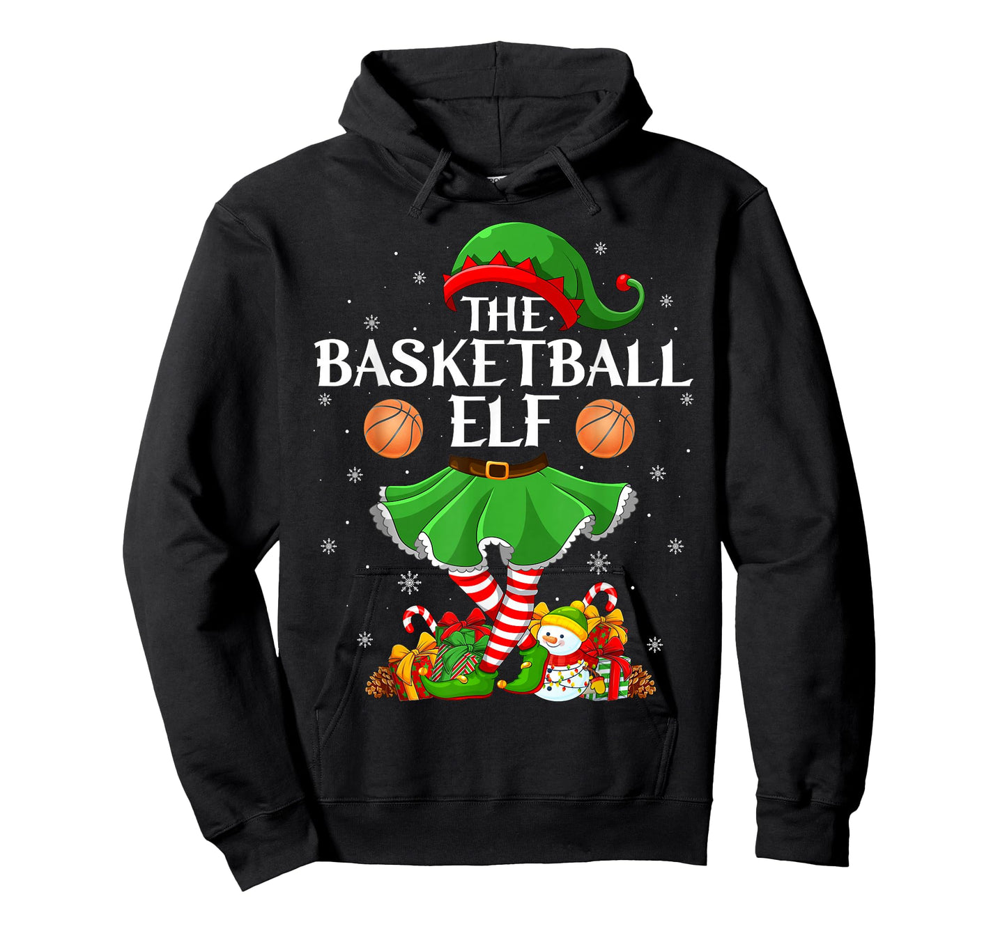 Basketball Elf Christmas Family Elf Squad Xmas Girls Women T-Shirt