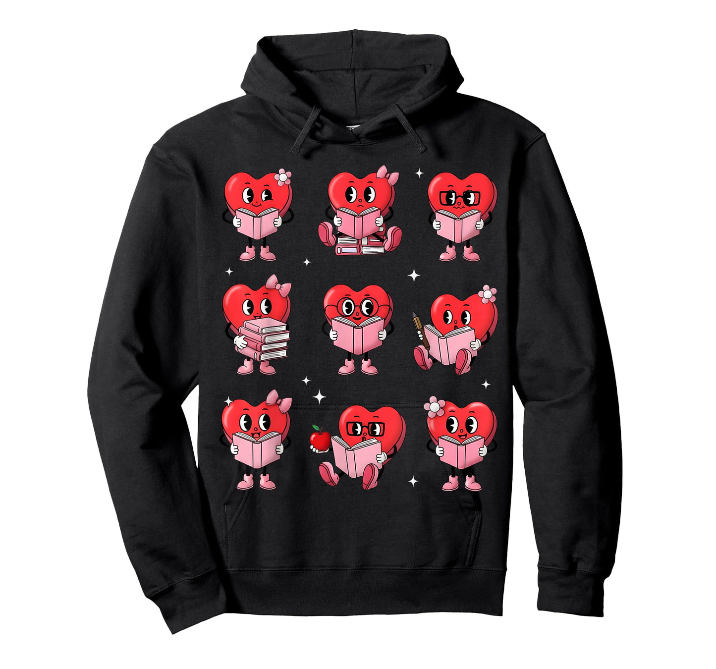 Heart Reading Books Valentine Teacher Boy Girl Book Lover T-Shirt