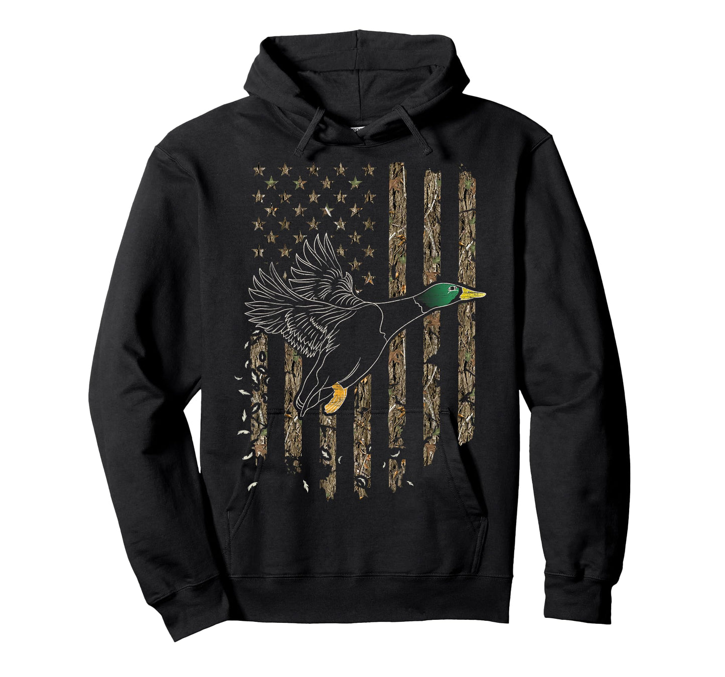 Duck Hunter American Flag Waterfowl Hunting Camouflage T-Shirt Small