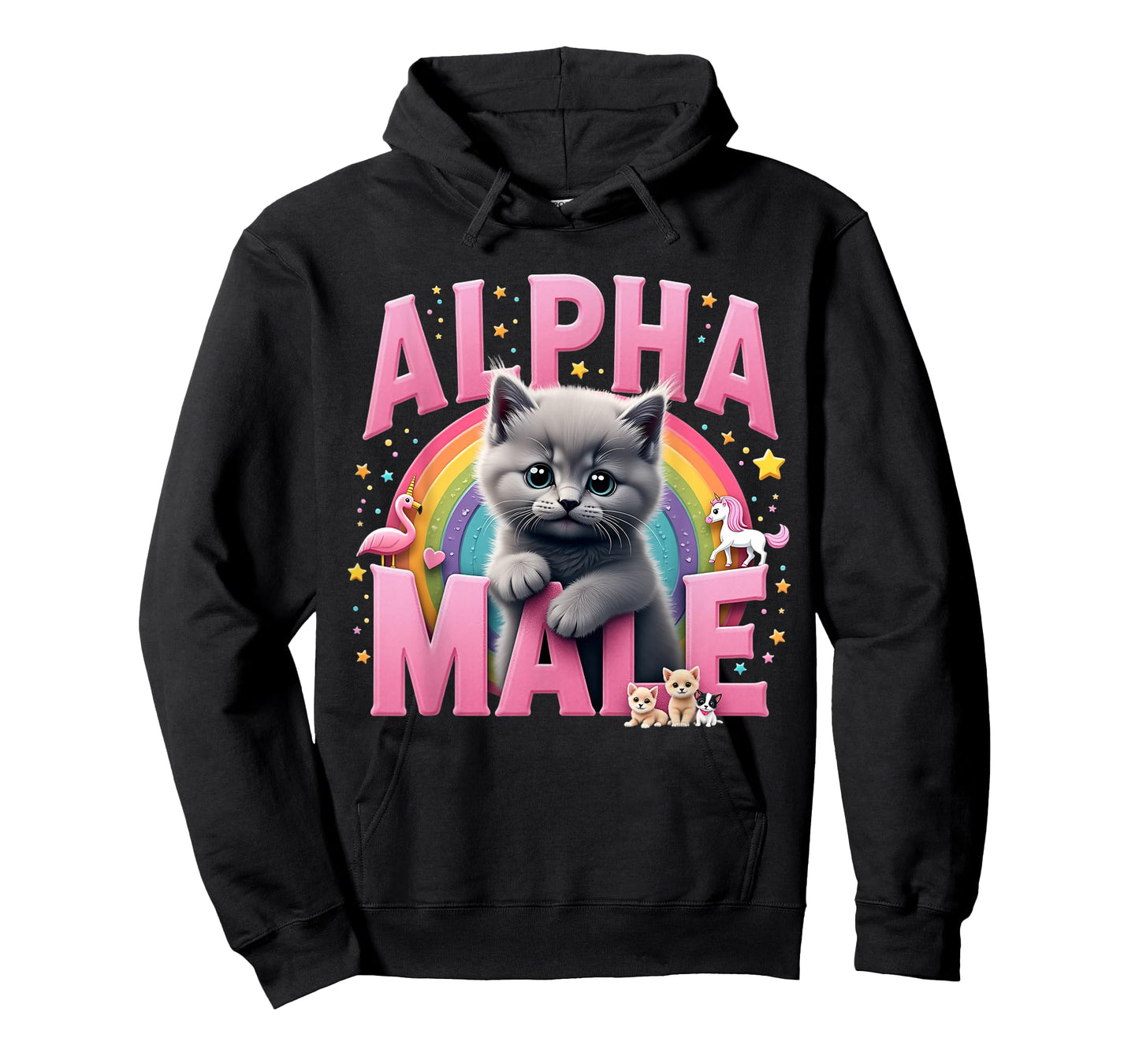 Funny Cat Alpha Cute Flamingo Meme Male Kitten Men or Women T-Shirt