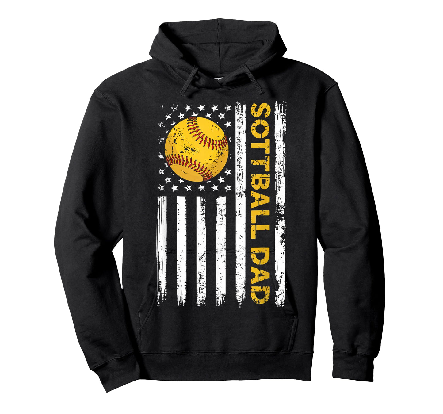 Softball Dad USA American Flag Patriotic Dad Father's Day T-Shirt