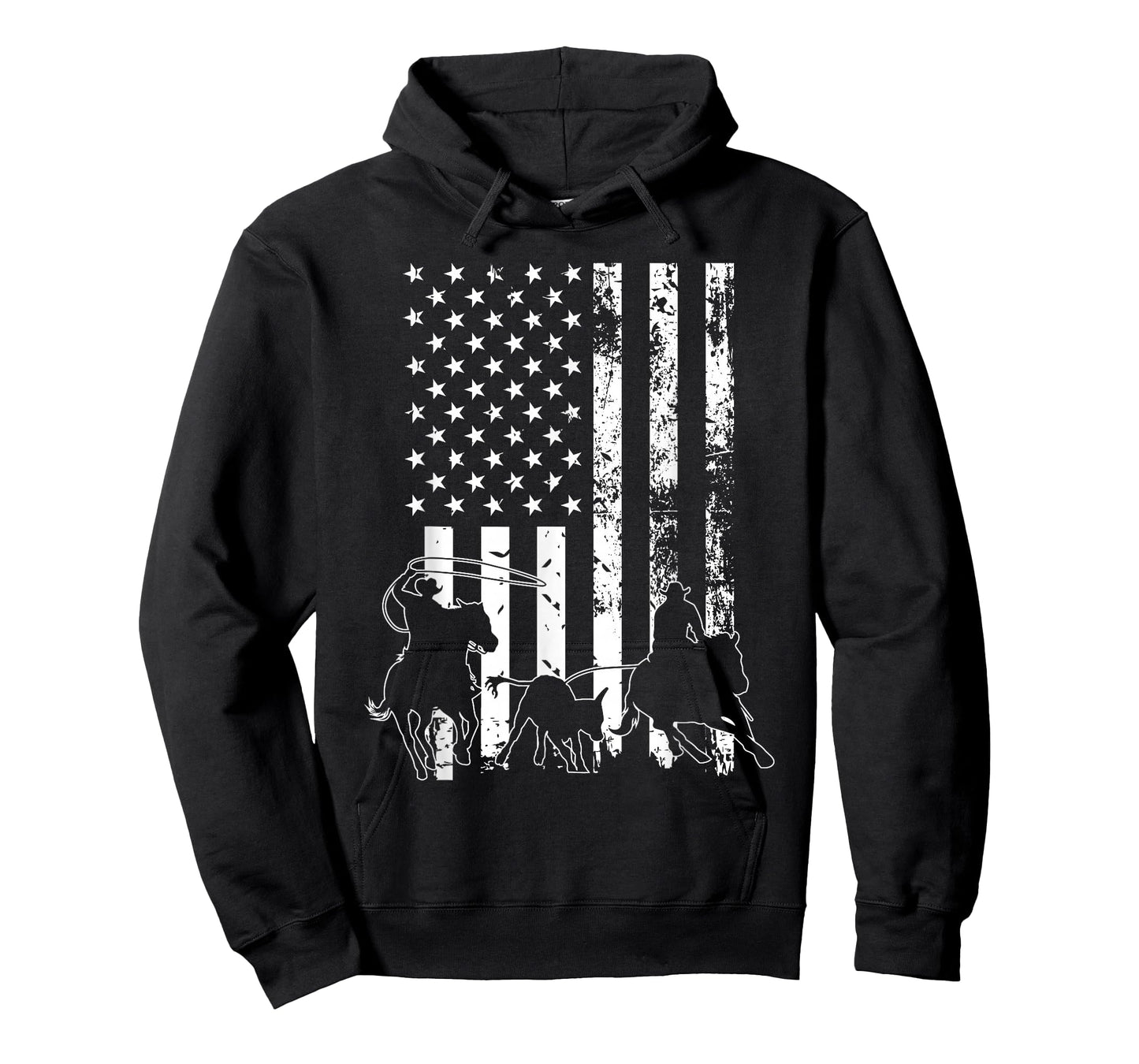 Team Roping - USA Flag Equestrian Horse Riding Header Heeler T-Shirt