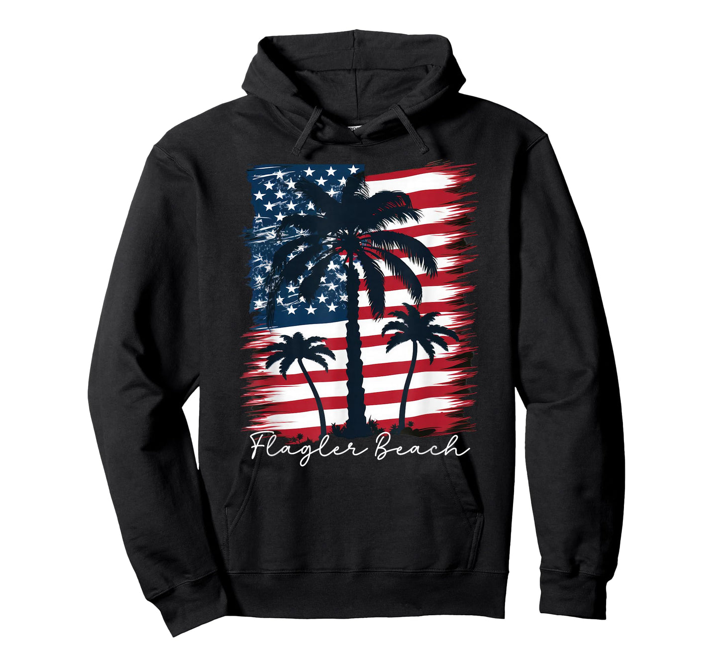 Flagler Beach - Patriotic American Flag Palm Trees T-Shirt