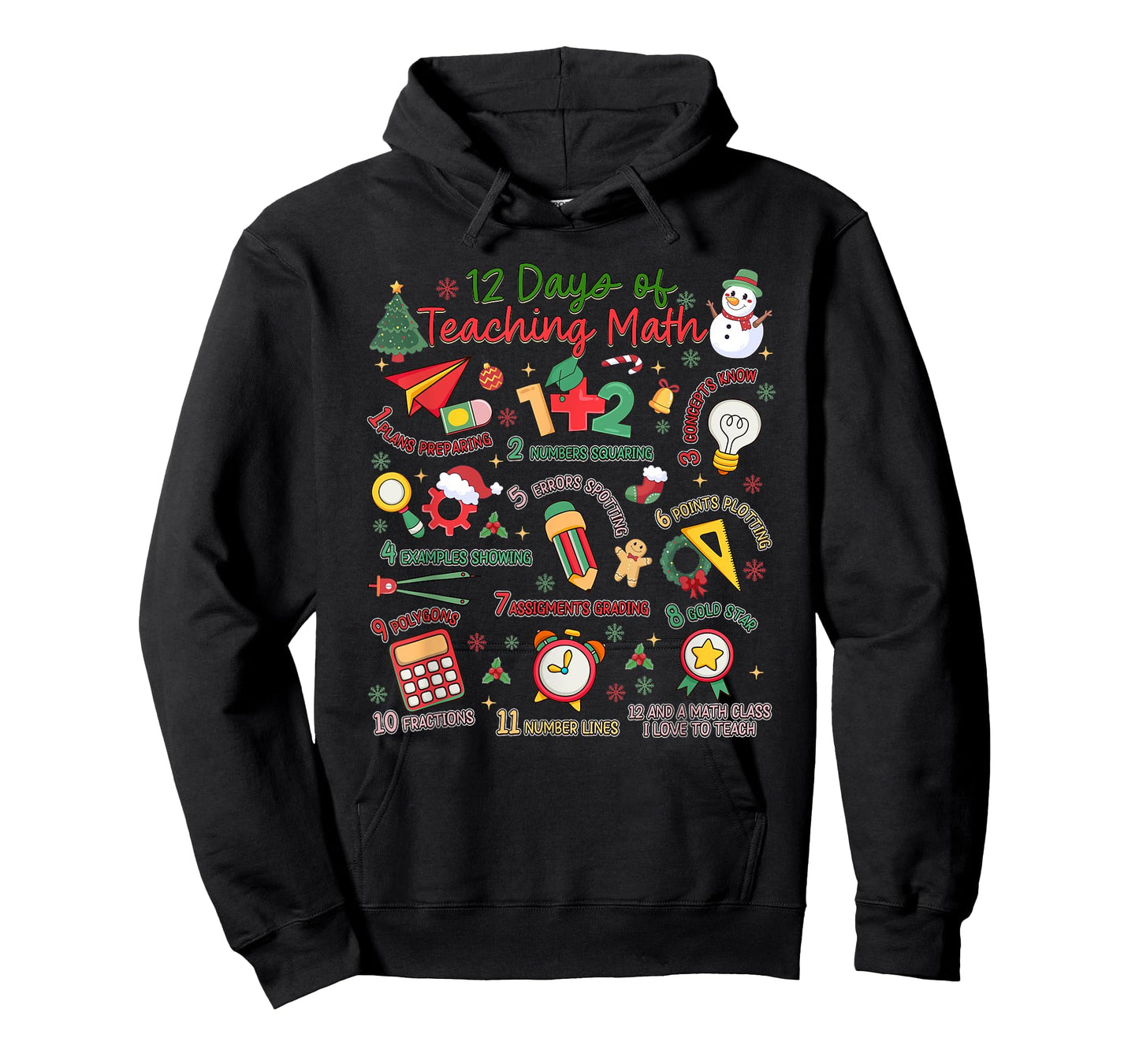 12 Days of Math Teacher Christmas Holiday T-Shirt