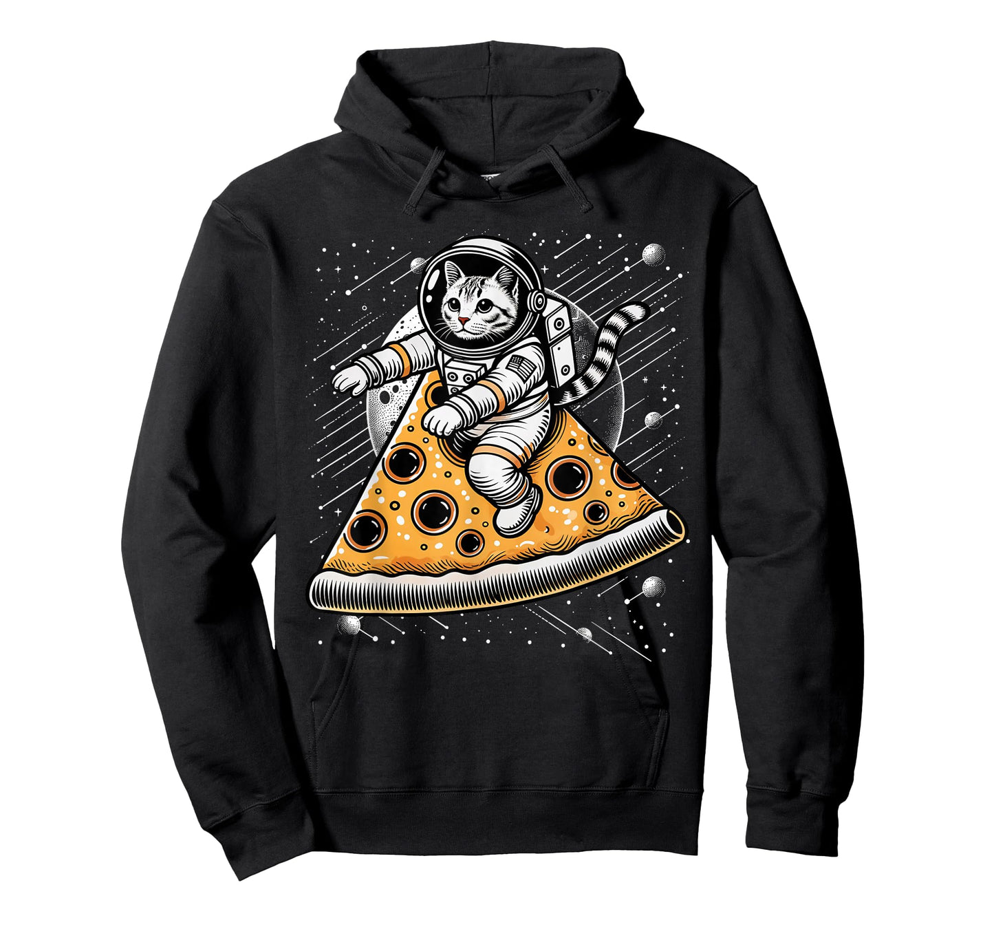 Funny Cat Flying A Pizza Astronaut Kitten Space T-Shirt