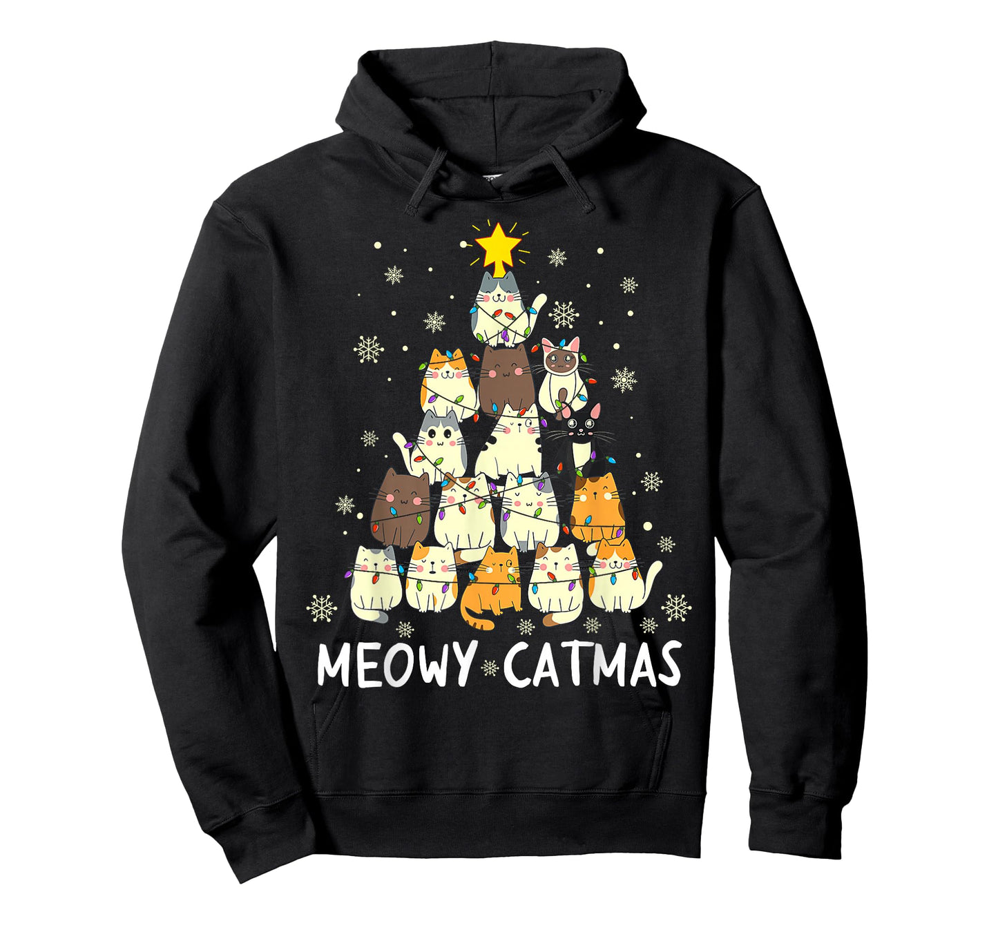 Meowy Catmas Cat Christmas Tree Xmas Girls Boys Funny Santa T-Shirt