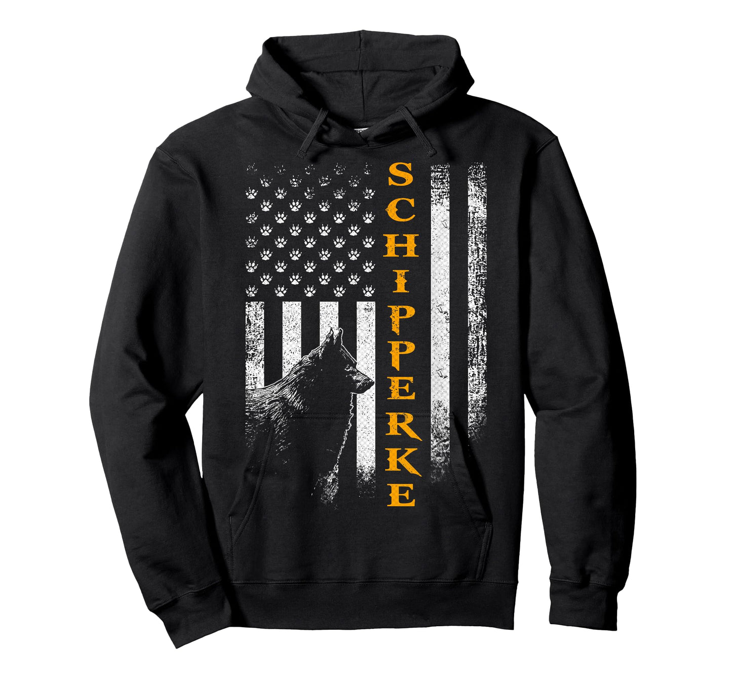 Vintage USA Schipperke Dog Silhouette American Flag Funny T-Shirt